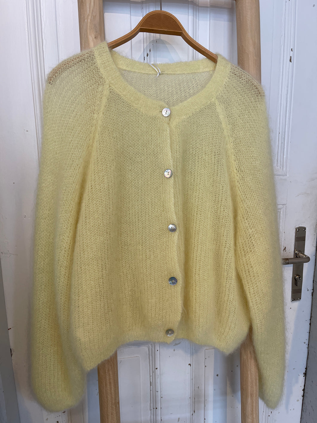 Mohair Strickjacke gelb