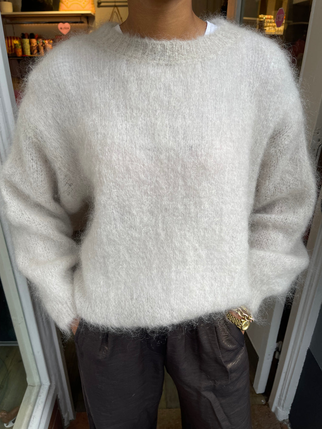 Mohair Strickpullover beige