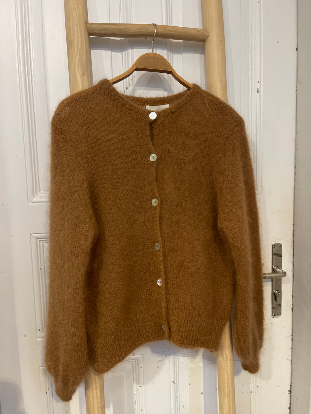 Mohair Strickjacke dunkel beige