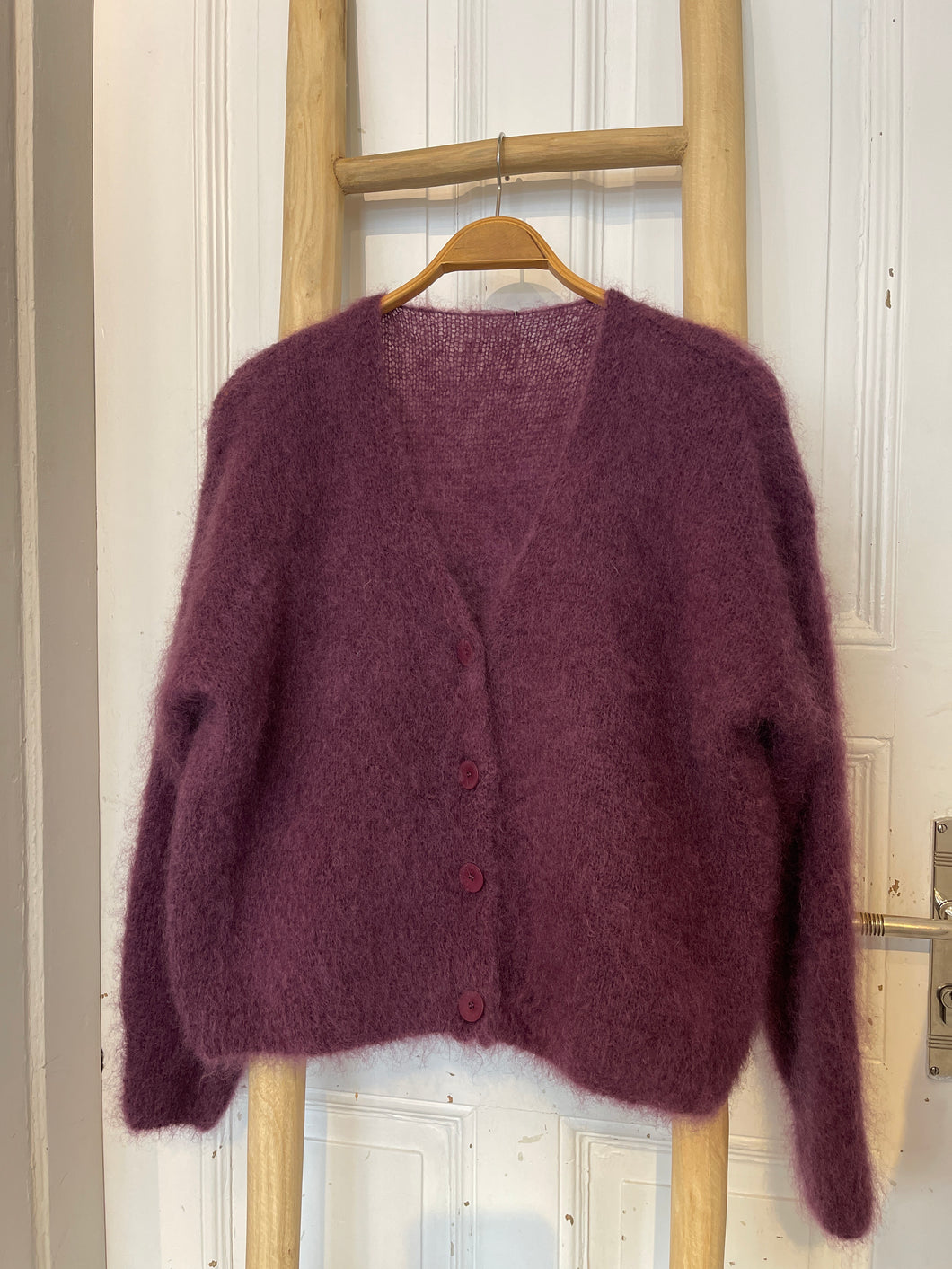 Mohair Strickjacke beere