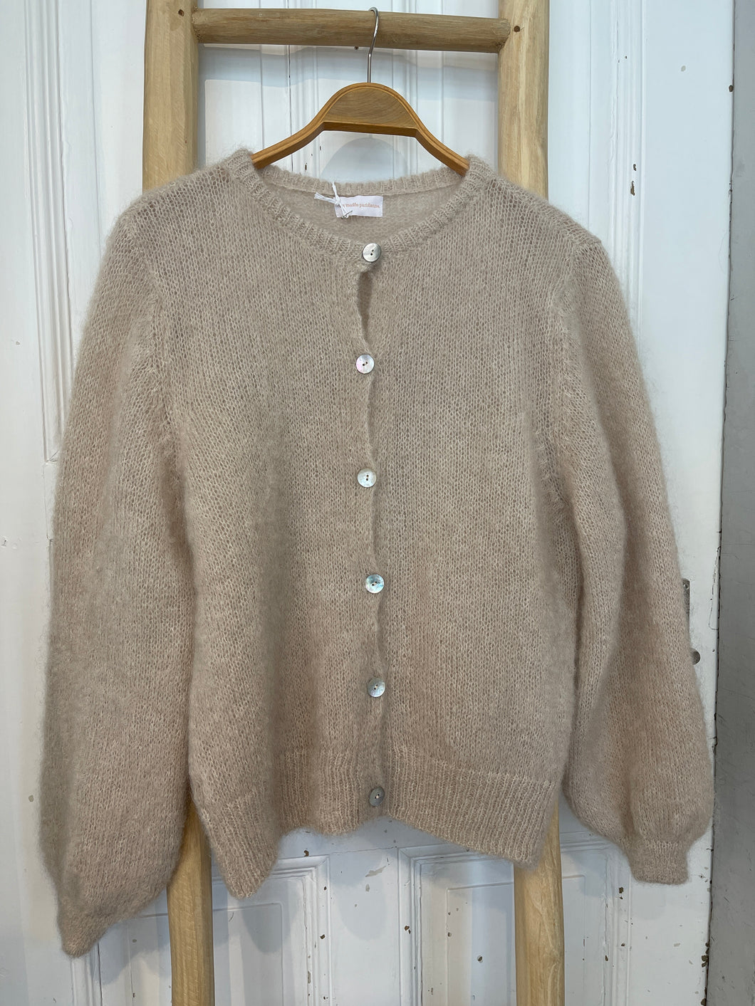 Mohair Strickjacke beige