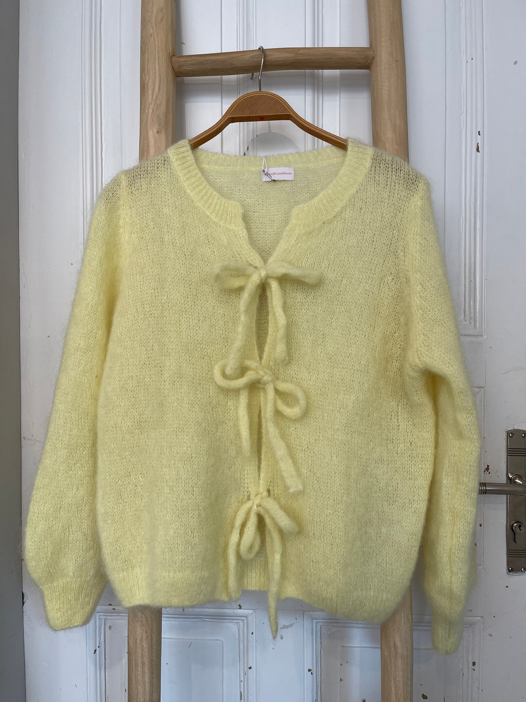 Mohair Strickjacke gelb schleifen