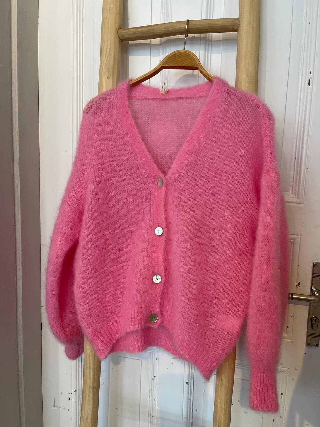 Mohair Strickjacke pink