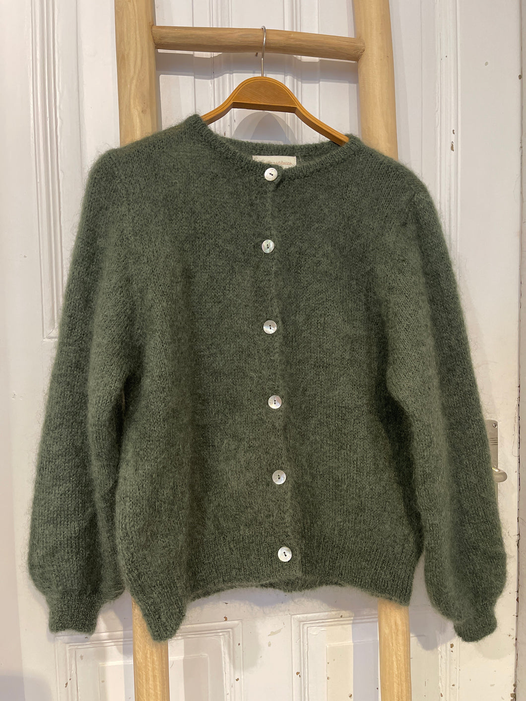 Mohair Strickjacke Khaki