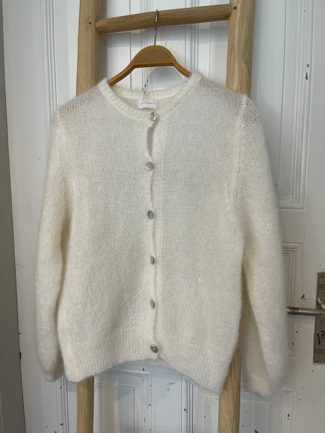 Mohair Strickjacke wollweiß