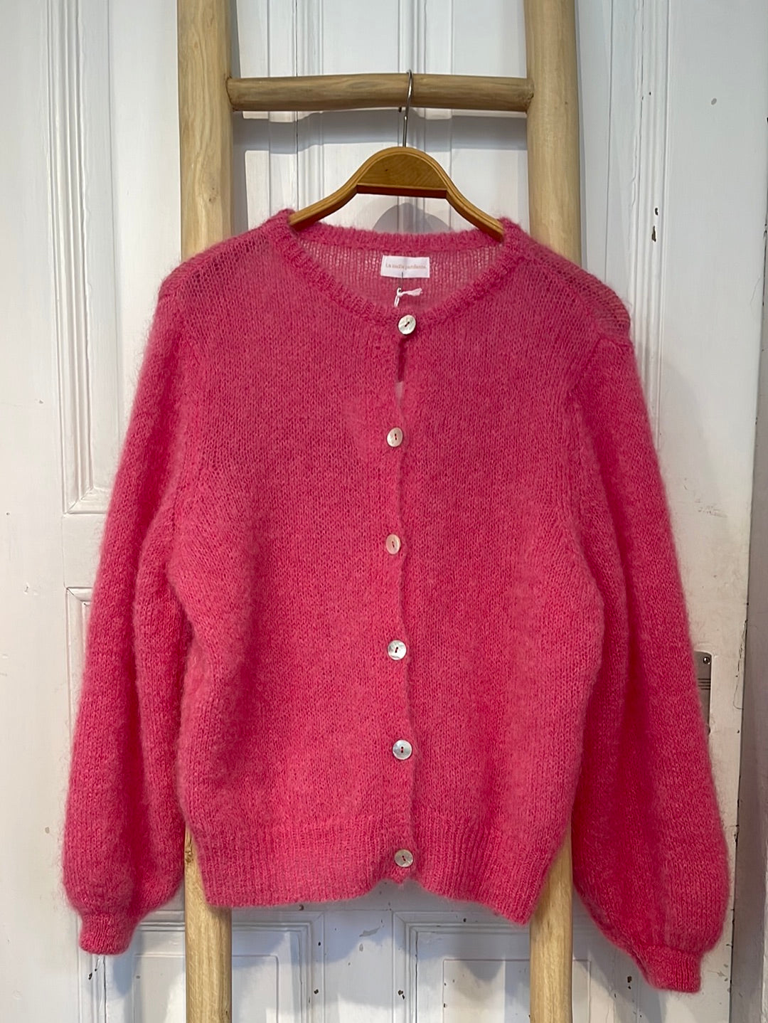 Sweater Mohair Strickjacke Rosa Angie Cardigan Ecru