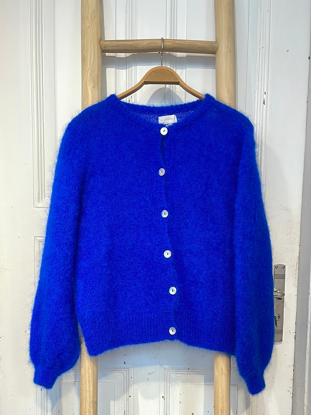 Mohair Strickjacke royalblau